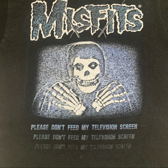 VINTAGE MISFITS Band T shirt 90s BLACK SKULLS USA 100% authentic. - Picture 4 of 8